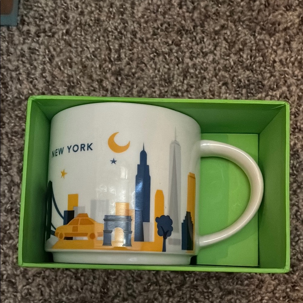 Starbucks White and Blue Cityscape Mug